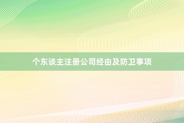 个东谈主注册公司经由及防卫事项